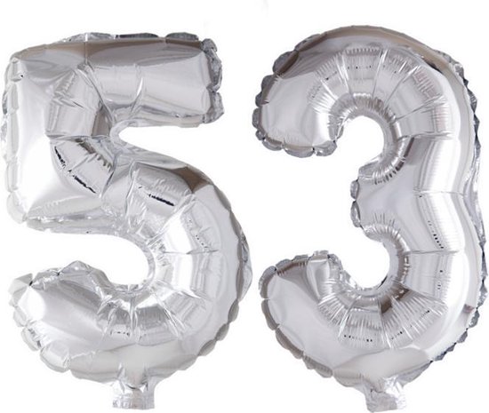 Folieballon 53 jaar zilver 41cm