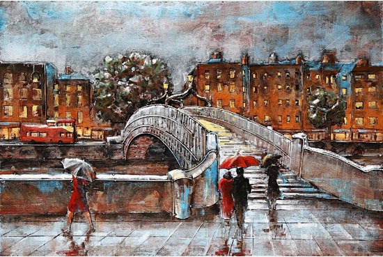 3D art Metaalschilderij - Ha'penny bridge - Dublin - Ierland - 120 x 80 cm
