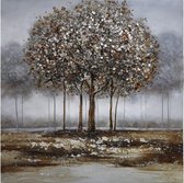 Olieverfschilderij  op canvas - Handgeschilderd schilderij Bomen - 100 x 100 centimeter
