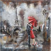 Peinture métal 3D - Paris sous la pluie - hauteur 60 cm