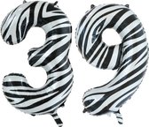 Folieballon 39 jaar zebra 86cm