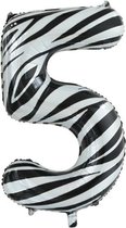 Folieballon 5 jaar zebra 86cm