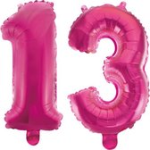 Folieballon 13 jaar roze 86cm
