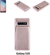 UNIQ Accessory Galaxy S10 Kunstleer Backcover hoesje met rits - Roze (S10)