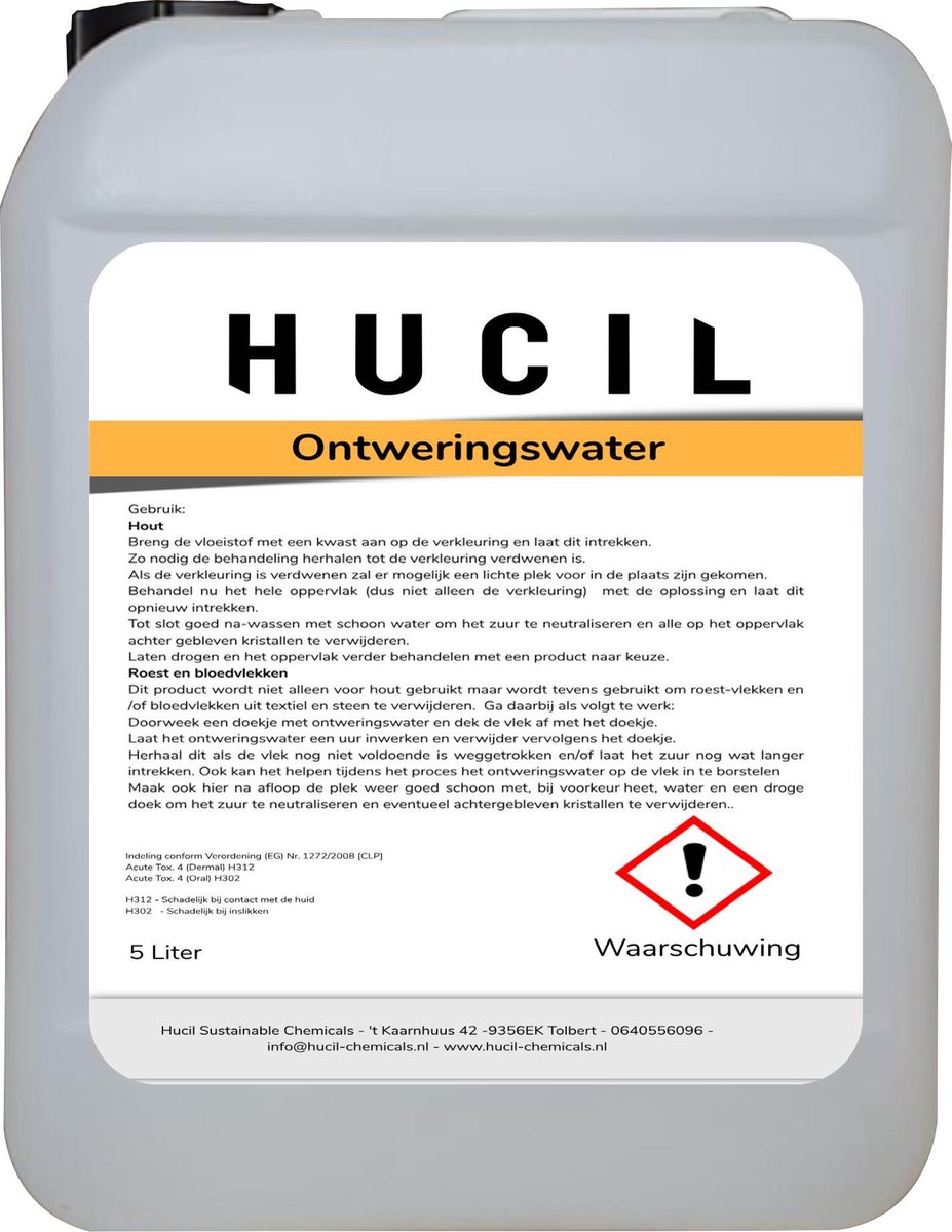 Ontweringswater - oxaalzuur oplossing vloeistof - 5 liter - Hucil