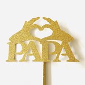 Taartdecoratie versiering| Taarttopper| Vaderdag| Cake topper| Papa| Handjes| Goud glitter|14 cm| karton