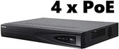 Hikvision 4CH 4K POE NVR-Netwerkvideorecorder, Ondersteuning voor 1-kanaals HDMI, 1-kanaals VGA, HDMI met een Resolutie tot 4K (3840 x 2160), DS-7604NI-K1 / 4P, Harde Schijf Apart