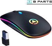 BParts - Wireless Gaming mouse - Draadloze Gaming muis - Oplaadbare game muis - RGB - Led - Stille muis - Zwart