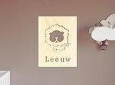 HOUTEN POSTER / WOODEN POSTER - MUURDECORATIE VOOR KINDERKAMER / WALL ART FOR KIDS ROOM - LEEUW / LION - 45 x 60cm - LICHT HOUT / NATURAL WOOD - WANDFIGUUR - SLAAPKAMER - BABYKAMER