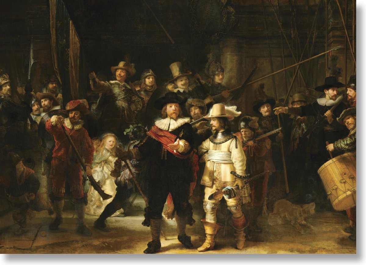 Lanzfeld (museumwebshop.com) Poster, 50x70, Rembrandt, De Nachtwacht bruin
