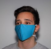 Mondkapje van katoen - wasbaar en herbruikbaar 3-laags gezichtsmasker - Turquoise