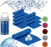 relaxdays 8x verkoelende handdoek - sporthanddoek - ijshanddoek - cooling towel - blauw