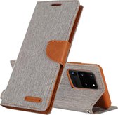 GOOSPERY CANVAS DAGBOEK Voor Galaxy S20 Ultra Canvas Textuur Horizontaal Flip PU lederen tas, met houder & kaartsleuven & portemonnee (grijs)