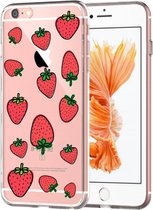 Apple Iphone 6 Plus / 6S Plus Transparant siliconen backcover hoesje aardbeien