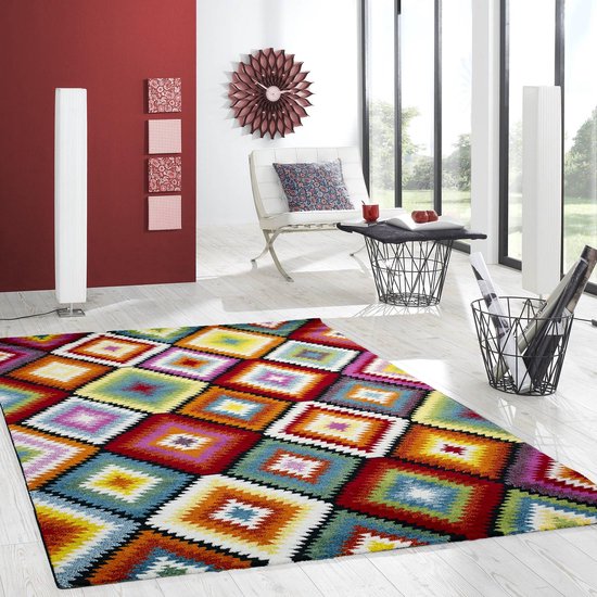Flycarpets Tapis moderne coloré - Couleurs - Design bohème - 120x170 cm |  bol