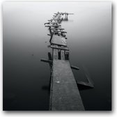 MN Collections - Schilderij - Seascape Photography. - Zwart, Wit En Grijs - 100 X 100 Cm
