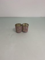 Roze waxinelichthouders (set van 2)