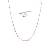 Velini jewels-SPROLOR925-925 Zilver Rose Bolletjes Ketting- 45 cm + 5 cm verlengstuk