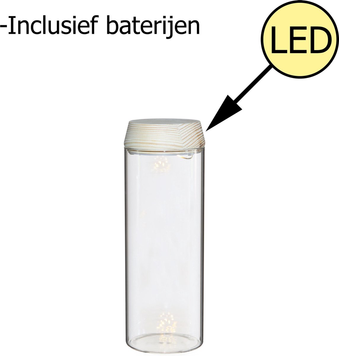 Ideas4seasons pot voor ecosysteem - glas - deksel met LED - 8 x 23 cm - vaas