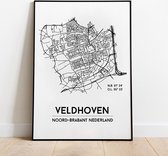 Veldhoven city poster, A4 met lijst, plattegrond poster, woonplaatsposter, woonposter