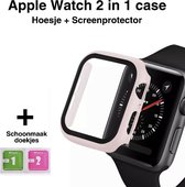 Apple Watch 4/5 44mm - Bescherm Case & Screenprotector In 1 | Full cover | Bumper | Hoesje | Screenprotector iWatch - Roze