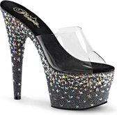 Pleaser Muiltjes -35 Shoes- STARSPLASH-701 Paaldans schoenen Zwart/Transparant