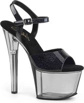 Pleaser Sandaal met enkelband, Paaldans schoenen -38 Shoes- SKY-309GPT Paaldans schoenen Zwart