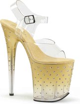 Pleaser Sandaal met enkelband, Paaldans schoenen -36 Shoes- STARDUST-808T Paaldans schoenen Beige/Transparant