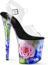 Pleaser Sandaal met enkelband, Paaldans schoenen -36 Shoes- FLAMINGO-808MRP Paaldans schoenen Multicolours/Transparant