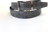 Luxe Leren Herenriem - HERENRIEM 2 KANTEN DRAAGBAAR  Zwart  & Slangenprint - Maat 100 - Totale lengte riem 115 - Echt Leer - Donkerzilver gesp & Nikkelvrije Gesp - Breedte Riem 3.5 cm - In te