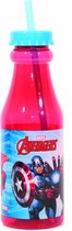 Giovas Drinkbeker Met Rietje Avengers Glas Rood/lichtblauw 500 Ml