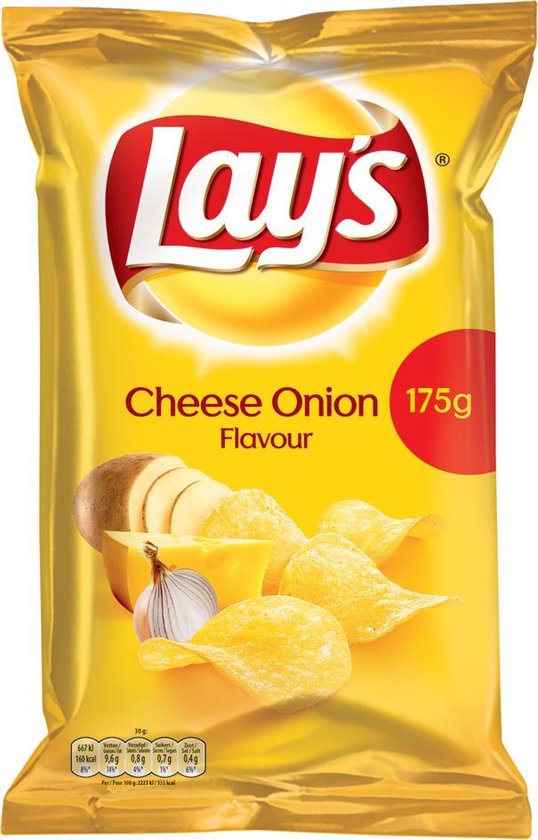 Lays Cheese Onion Chips Doos 8 x 175 Gram