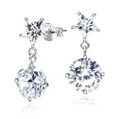 Joy|S - Zilveren elegance darling oorbellen ster en bedel rond zirkonia