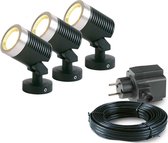 3x LED grond spot - 12V - 5 watt - complete set