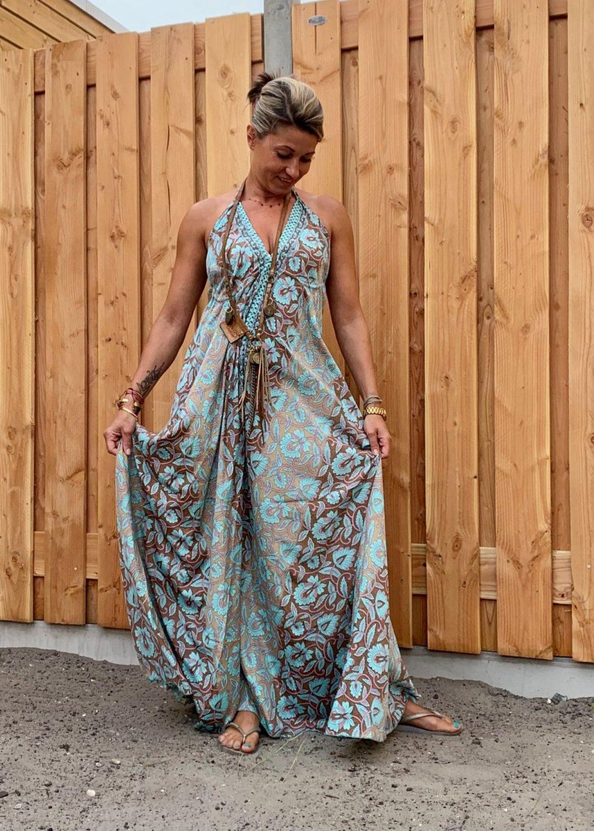 Ondergedompeld Proportioneel opzettelijk Bohemian oosterse print jurk - One size. | bol.com