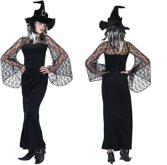 Heks & Spider Lady & Voodoo & Duistere Religie Kostuum | Gravilla De Heks | Vrouw | Maat 44-46 | Halloween | Verkleedkleding