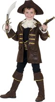 Funny Fashion - Piraat & Viking Kostuum - Piraat Pecunia Kostuum Jongen - Bruin - Maat 128 - Carnavalskleding - Verkleedkleding