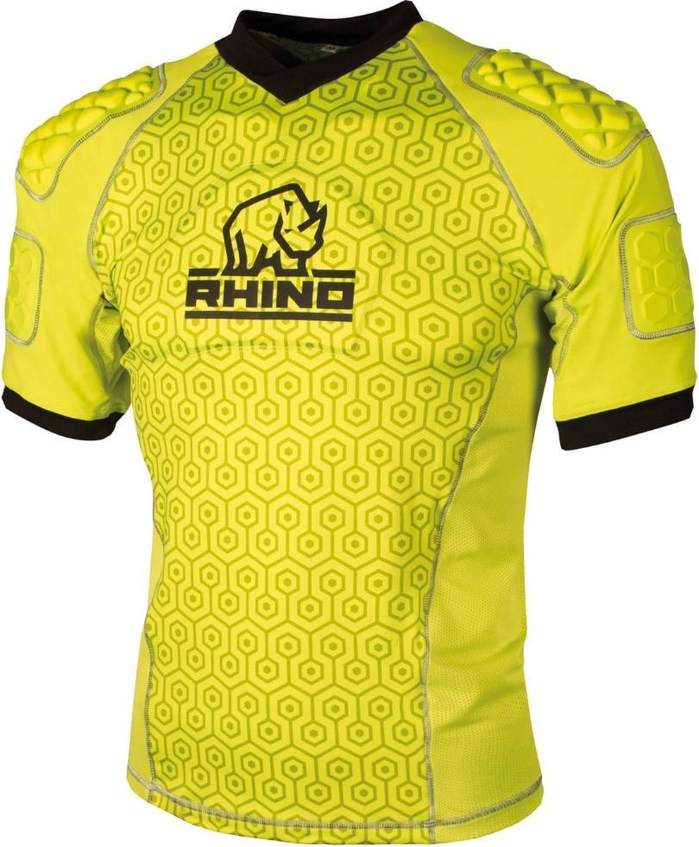 Rhino Sportshirt Pro Body Heren Polyester/elastaan Geel Maat M