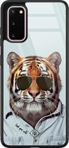 Samsung S20 hoesje glass - Tijger wild | Samsung Galaxy S20 case | Hardcase backcover zwart