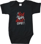 Rompertjes baby met tekst - Red hair don't care - Romper zwart - Maat 62/68