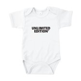 Rompertjes baby met tekst - Unlimited Edition - Wit - Maat 74/80 - Kraam cadeau - Babygeschenk - Romper