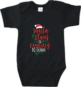 Rompertjes baby met tekst - Santa Claus is coming to town - Romper zwart - Maat 50/56