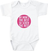 Rompertjes baby met tekst - My mom's the best so screw the rest - Romper wit - Maat 62/68