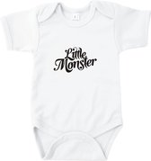 Rompertjes baby met tekst - Little monster - Romper wit - Maat 50/56