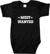 Rompertjes baby met tekst - Most wanted - Romper zwart - Maat 62/68