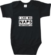 Rompertjes baby met tekst - I like big naps and i cannot lie - Romper zwart - Maat 62/68