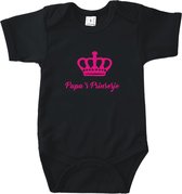 Rompertjes baby met tekst - Papa's prinsesje - Romper zwart - Maat 62/68