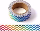 Washi tape - rainbow foild zigzagpatroon | 15mm x 10m