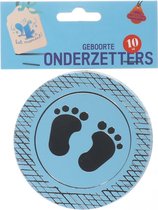 onderzetters geboorte  jongen 10 stuks - Ronde onderzetters - Onderzetters voor glazen - Babyshower