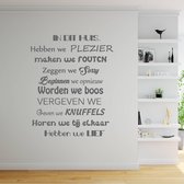 Muursticker In Dit Huis Hebben We Plezier -  Donkergrijs -  60 x 67 cm  -  woonkamer  nederlandse teksten  alle - Muursticker4Sale